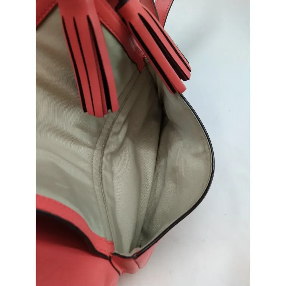 Coach Courtenay Coral Pink Leather Turnlock Pocket Tassel Hobo Shoulder Bag